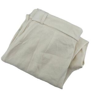 Express Women's Cream‎ Linen Blend Super High Rise Ankle Pants with Belt Size 14